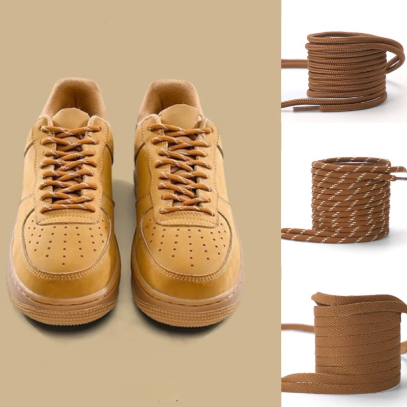 Women Shoes Brown Colour - 갈색-노란색 평평한 원형 신발끈 1쌍 120/140/160cm