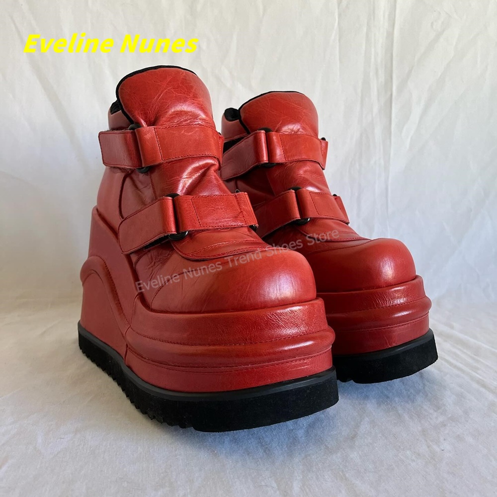 Women'S Shoes Red Bottoms - Y2K 고딕 레드 웨지 플랫폼 부츠