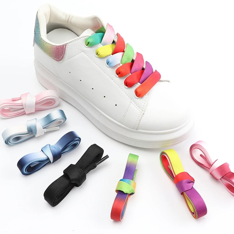 Women Shoes Mk - 레인보우 그라데이션 플랫 신발끈 1.2CM 폭
