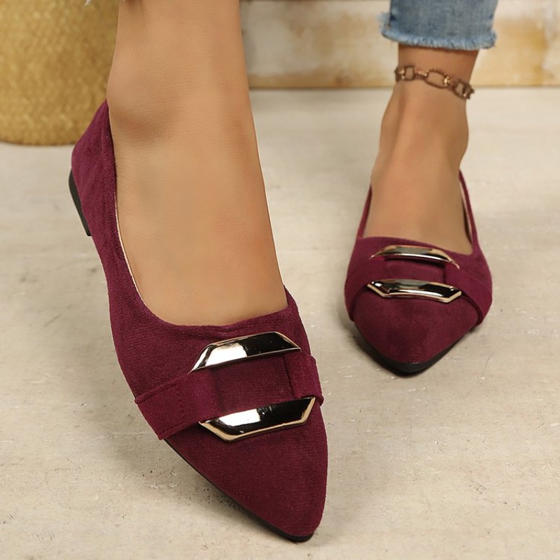 Women'S Shoes Clogs - 여성용 포인티드 토 스웨이드 플랫 슈즈,