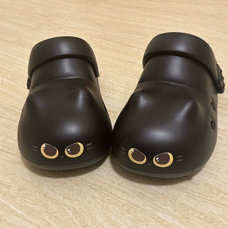 Women'S Shoes Clogs - 여성용 새로운 창의적인 검은색 고양이 슬리퍼,