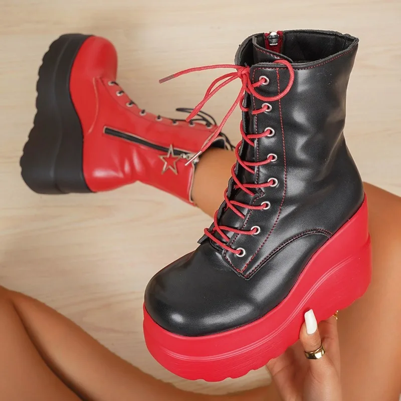 Women'S Shoes Red Bottoms - 펑크 고딕 오토바이 부츠 플랫폼 청키