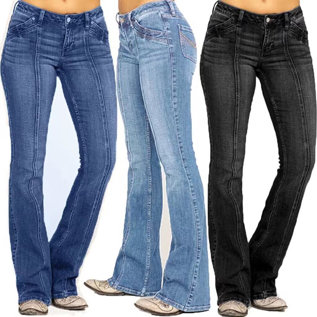 Women Shoes Jeans - 유럽계 미국인 여성용 로우 웨이스트 데미지