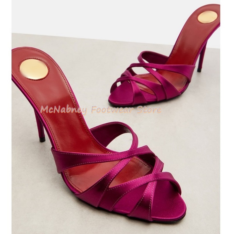 Women'S Shoes Clogs - 뾰족한 스틸레토 새틴 원단 크로스 밴드