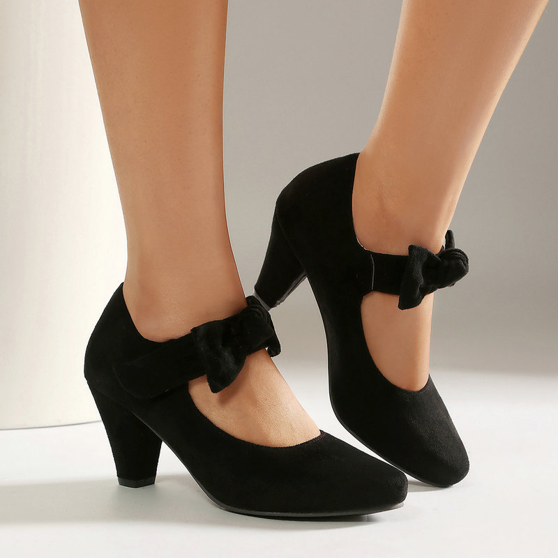 여성 빈티지 보우 메리제인 슈즈 인조 스웨이드 블록 힐 - Women'S Xti Shoes 리뷰 및 가격