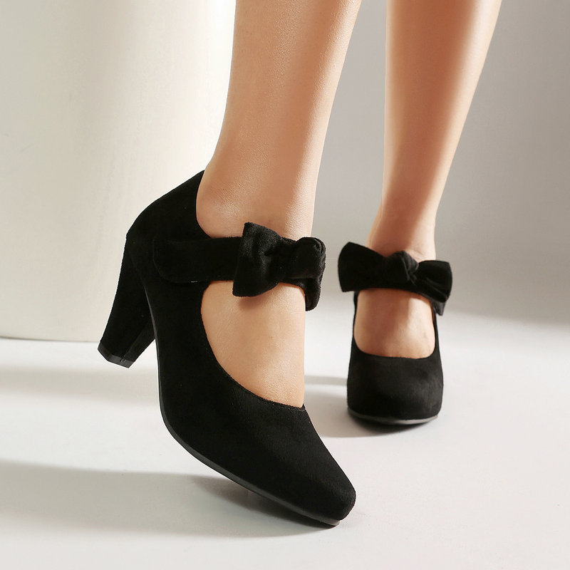 여성 빈티지 보우 메리제인 슈즈 인조 스웨이드 블록 힐 - Women'S Xti Shoes 리뷰 및 가격