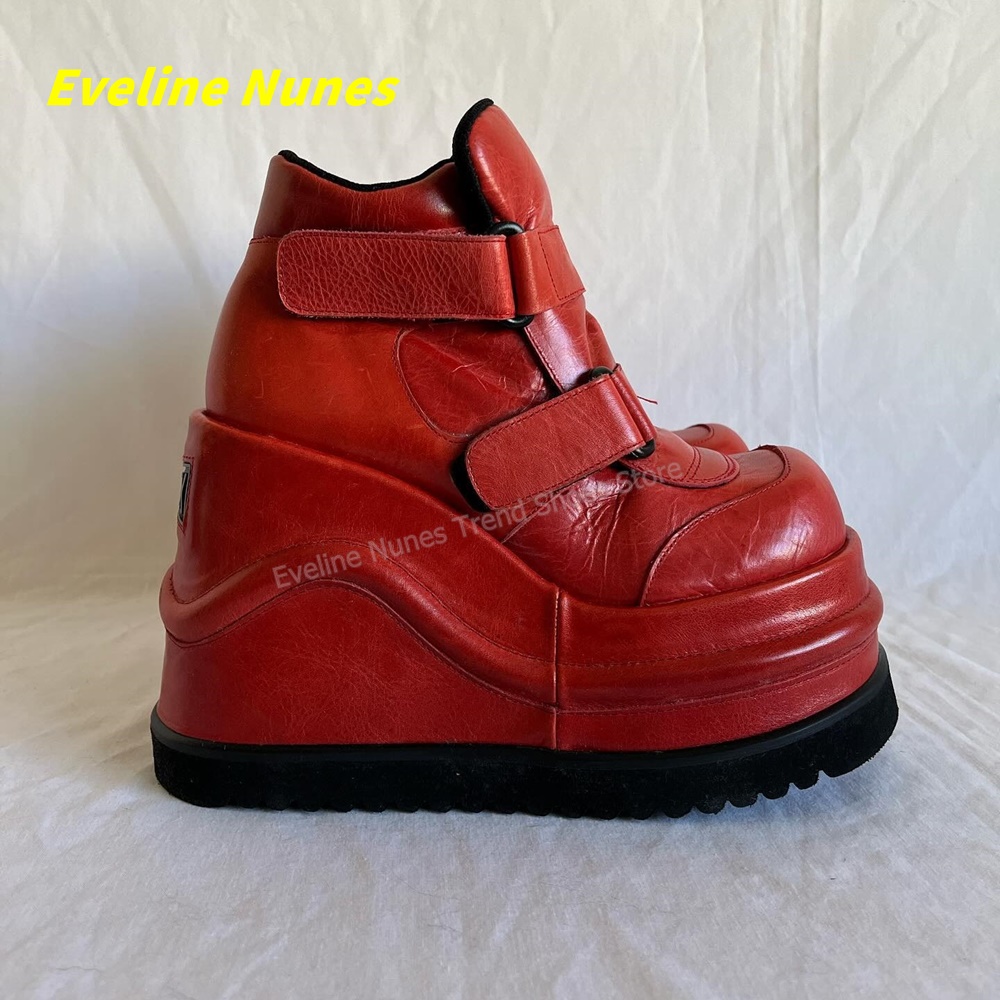 Y2K 고딕 레드 웨지 플랫폼 부츠 여성용 라운드 토  - Women'S Shoes Red Bottoms 리뷰 및 가격