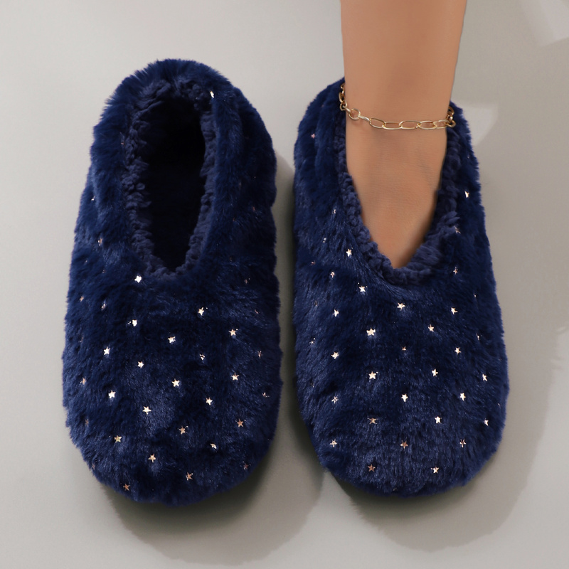 세련된 금색 엠보싱 별무늬 플러시 따뜻한 여성용 홈 슬 - Women'S Shoes For Fall 리뷰 및 가격