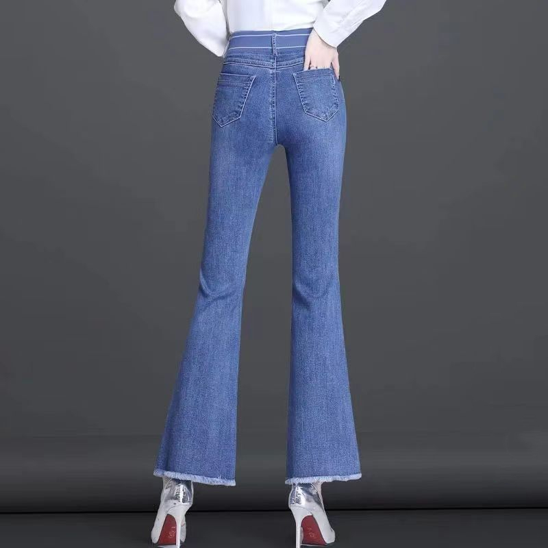 신축성 허리 플레어 나인 포인트 부츠 컷 청바지, 가을 - Women Shoes Jeans 리뷰 및 가격
