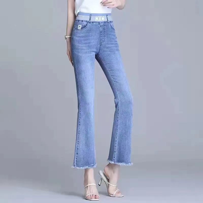 신축성 허리 플레어 나인 포인트 부츠 컷 청바지, 가을 - Women Shoes Jeans 리뷰 및 가격