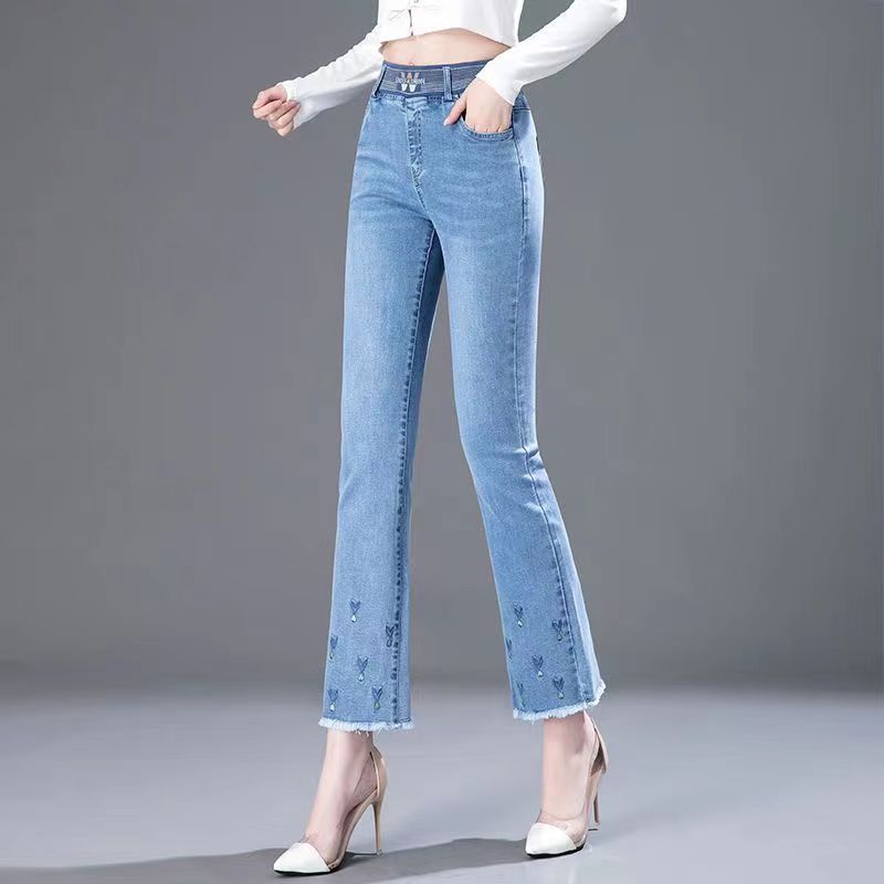 신축성 허리 플레어 나인 포인트 부츠 컷 청바지, 가을 - Women Shoes Jeans 리뷰 및 가격