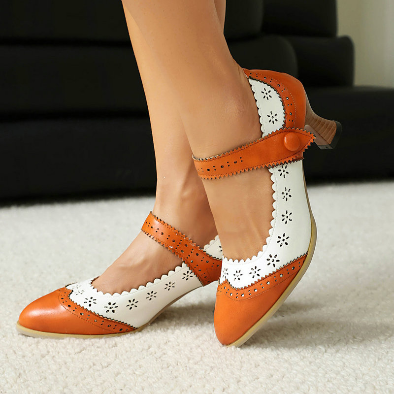 여성 투톤 메리제인 펌프스 속이 빈 브로그 스캘럽드 엣 - Women'S Xti Shoes 리뷰 및 가격