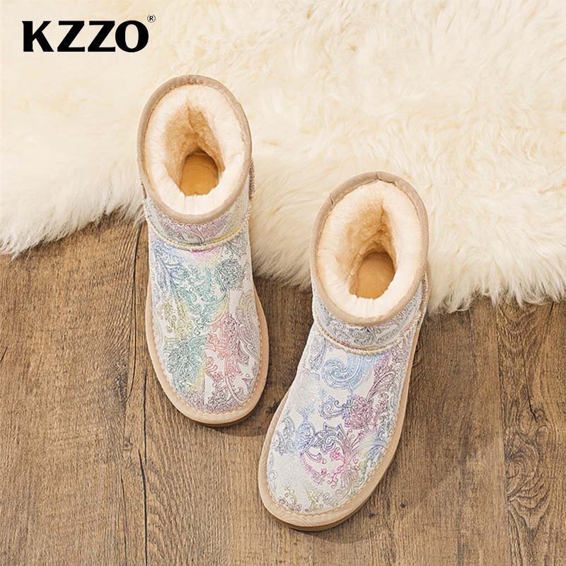 KZZO 여성용 천연 가죽 스노우 부츠, 짧은 캐주얼  - Women Shoes In Australia 리뷰 및 가격
