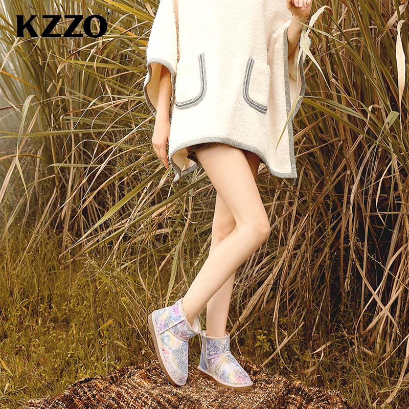 KZZO 여성용 천연 가죽 스노우 부츠, 짧은 캐주얼  - Women Shoes In Australia 리뷰 및 가격