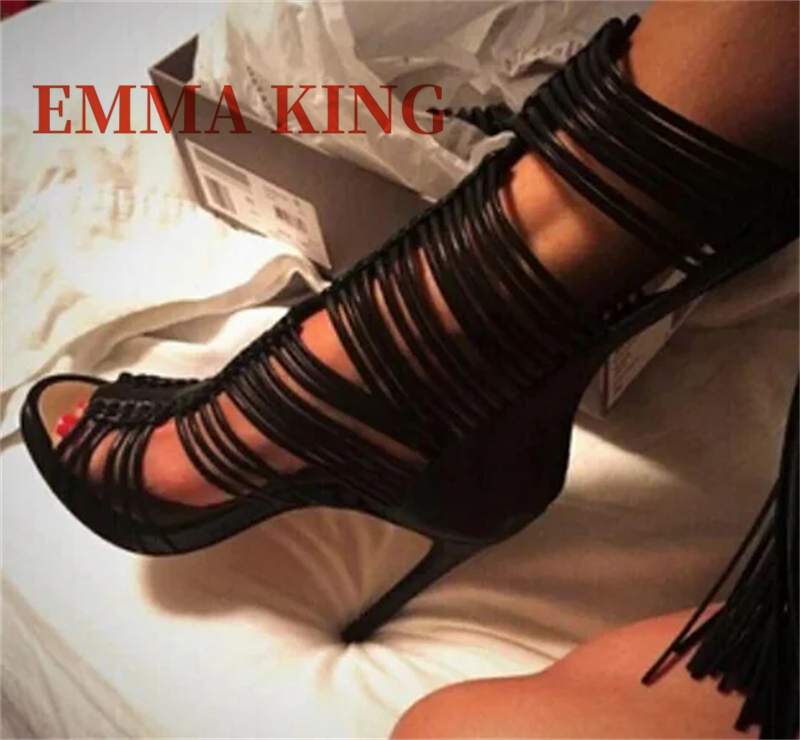 여성 오픈토 스트랩 앵클 랩 글래디에이터 부츠 블랙 화 - Wide Fit Heels 리뷰 및 가격