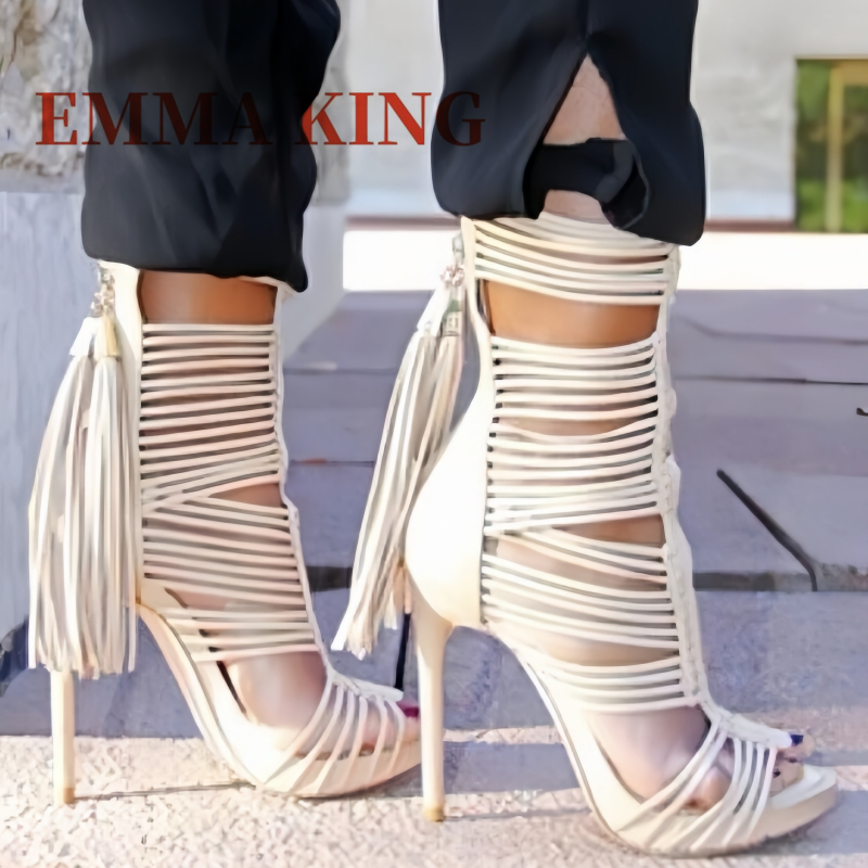 여성 오픈토 스트랩 앵클 랩 글래디에이터 부츠 블랙 화 - Wide Fit Heels 리뷰 및 가격