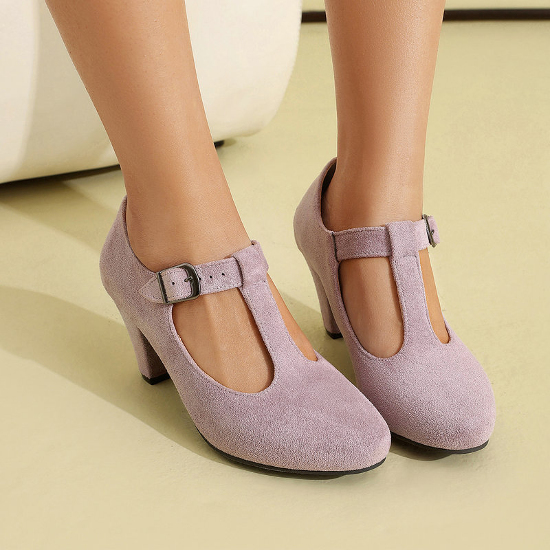 T-스트랩 메리 제인 슈즈 여성용 인조 스웨이드 블록  - Women'S Xti Shoes 리뷰 및 가격