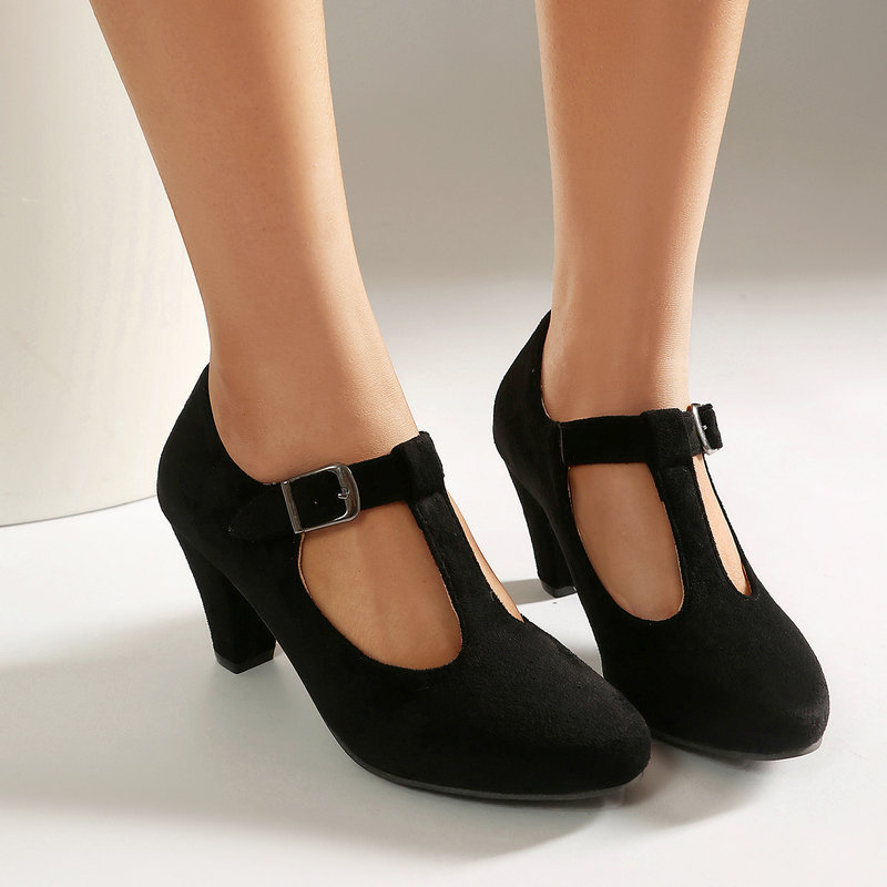 T-스트랩 메리 제인 슈즈 여성용 인조 스웨이드 블록  - Women'S Xti Shoes 리뷰 및 가격
