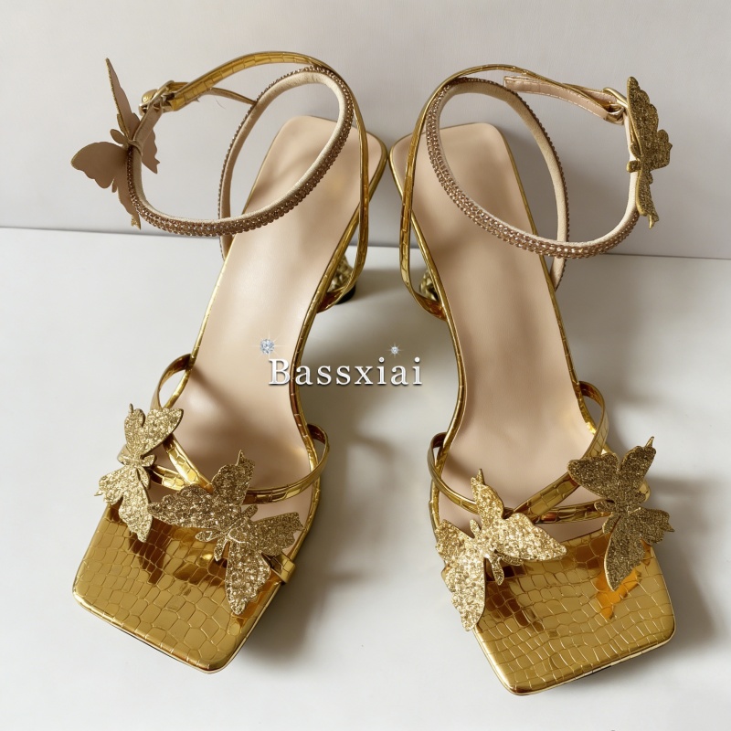 화려한 스팽글 나비꽃 모던 샌들 여성 유니크 특이한 굽 - Wide Fit Heels 리뷰 및 가격