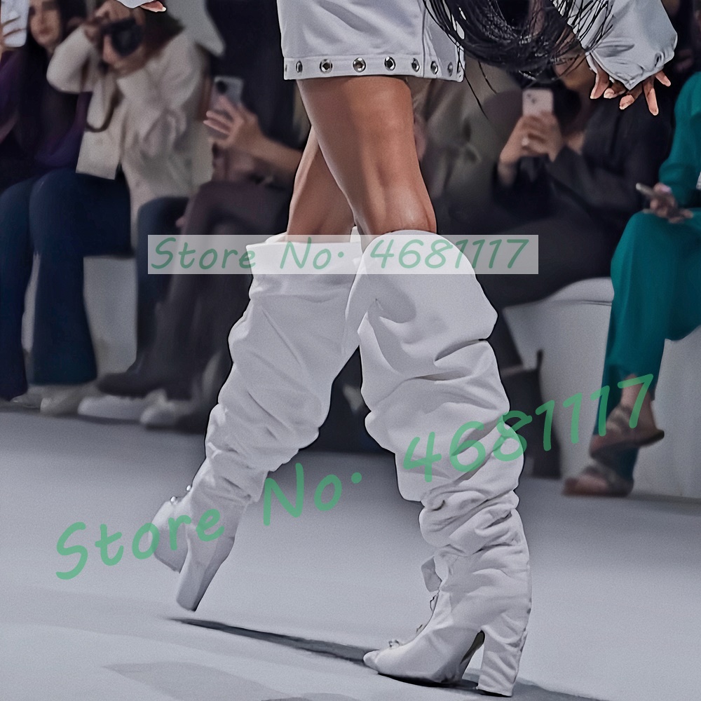 화이트 루즈 플리츠 와이드 카프 톨 부츠 여성용 스타일 - Wide Fit Heels 리뷰 및 가격