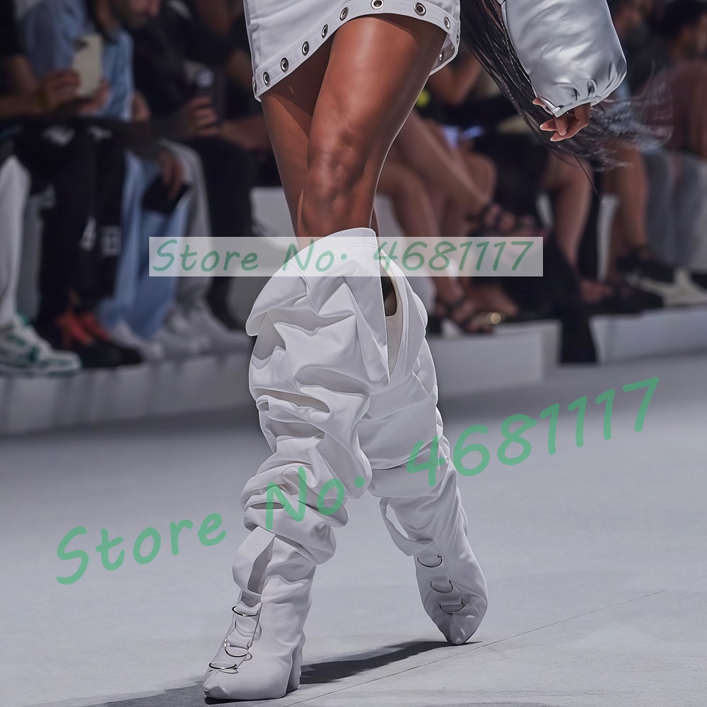 화이트 루즈 플리츠 와이드 카프 톨 부츠 여성용 스타일 - Wide Fit Heels 리뷰 및 가격