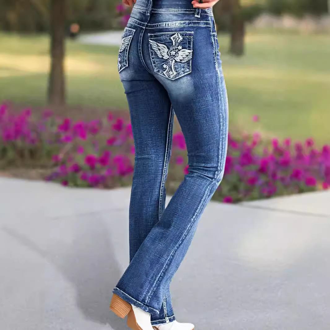 2025 새로운 여성의 높은 허리 자수 부츠 컷 청바지 - Women Shoes Jeans 리뷰 및 가격