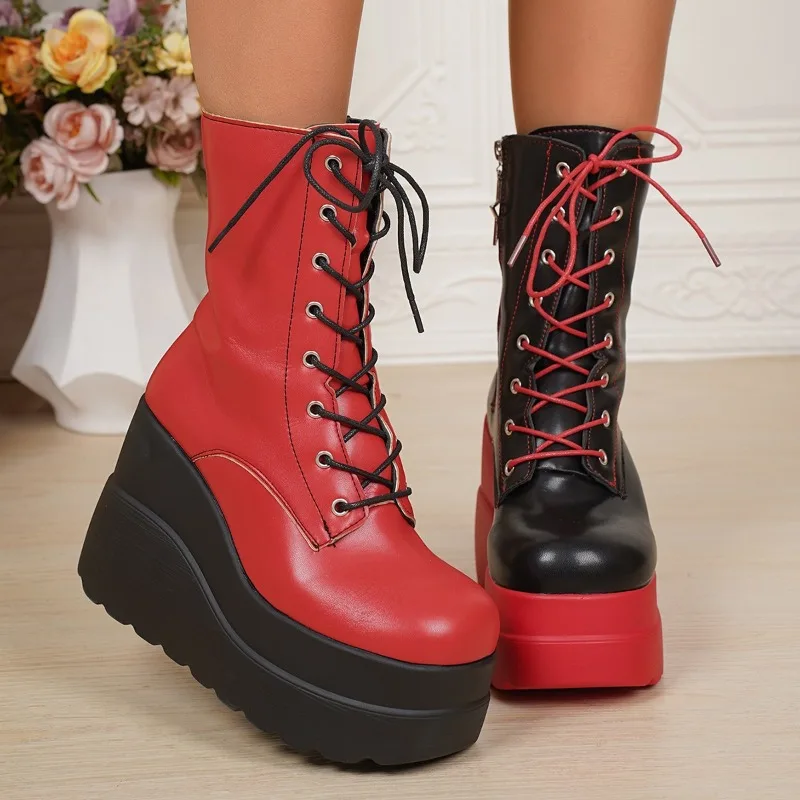 펑크 고딕 오토바이 부츠 플랫폼 청키 하이힐 앵클 슈즈 - Women'S Shoes Red Bottoms 리뷰 및 가격