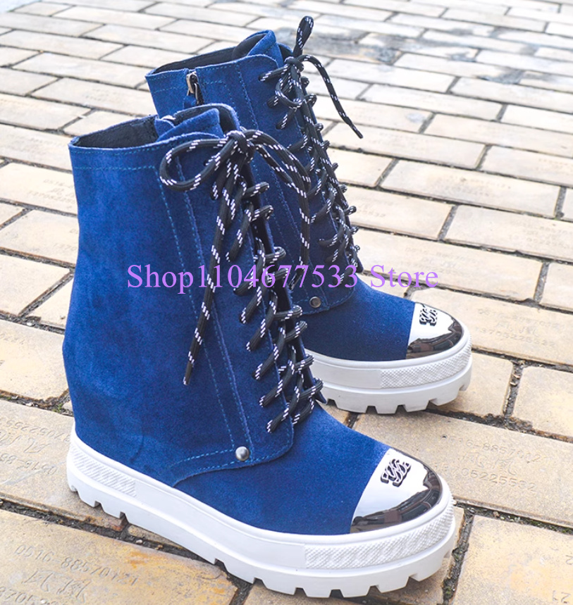 블루 데님 플랫폼 여성 발목 부츠 패션 10cm 증가  - Women Shoes Jeans 리뷰 및 가격