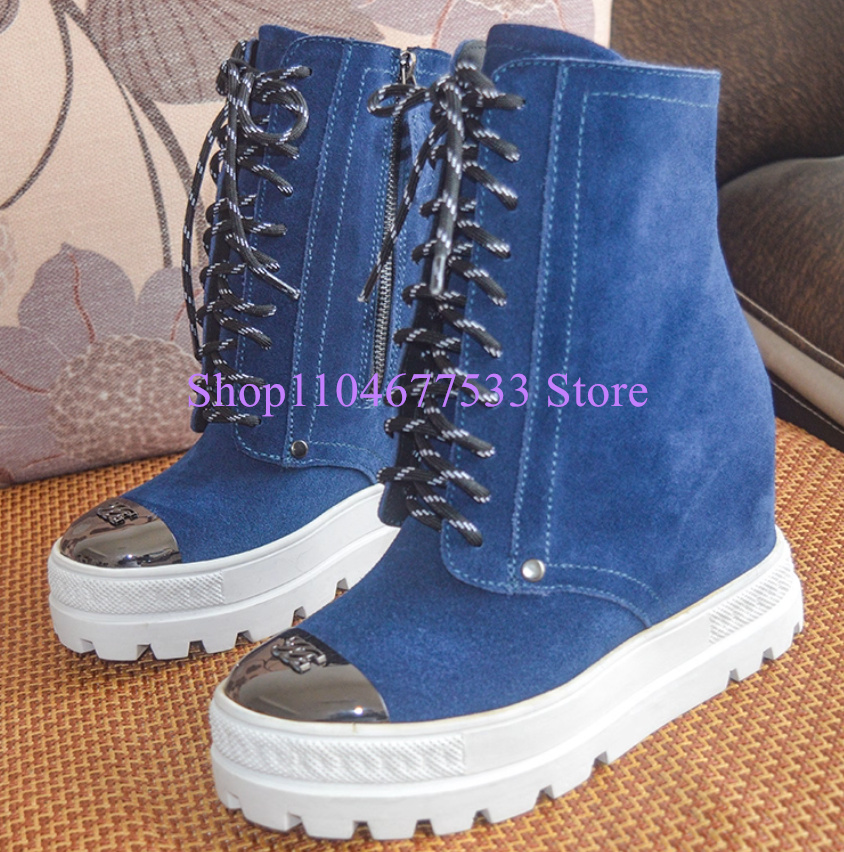 블루 데님 플랫폼 여성 발목 부츠 패션 10cm 증가  - Women Shoes Jeans 리뷰 및 가격
