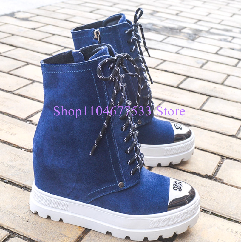 블루 데님 플랫폼 여성 발목 부츠 패션 10cm 증가  - Women Shoes Jeans 리뷰 및 가격